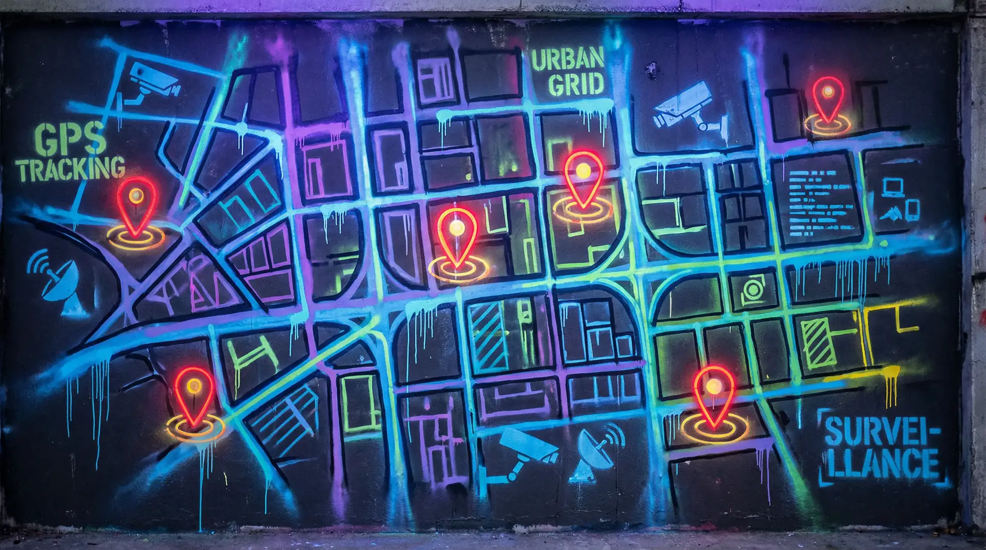 肥肥女 狗仔追踪地图 - 城市涂鸦风格